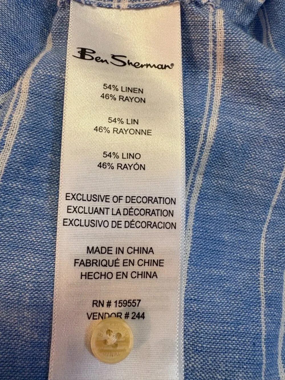 Ben Sherman Blue Striped Short Sleeve Button Shirt Men's XL Mod Casual